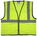 VCL2MLZ - Safety Vest, Economy Class 2 Mesh, 2" Silver Reflective, Zipper Front, 3 Pockets, Lime