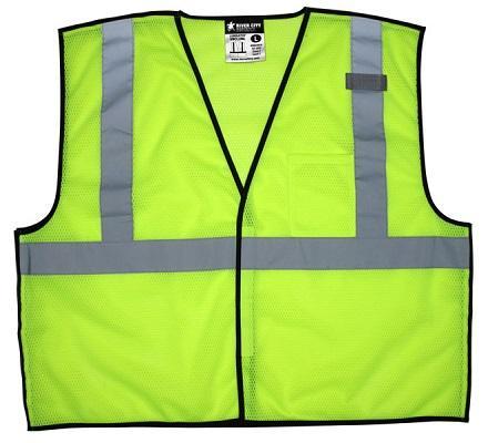 VBCL2ML - Safety Vest, Economy Class 2 Mesh, Break away, 2" Silver Reflective, Hook & Loop Front, Lime